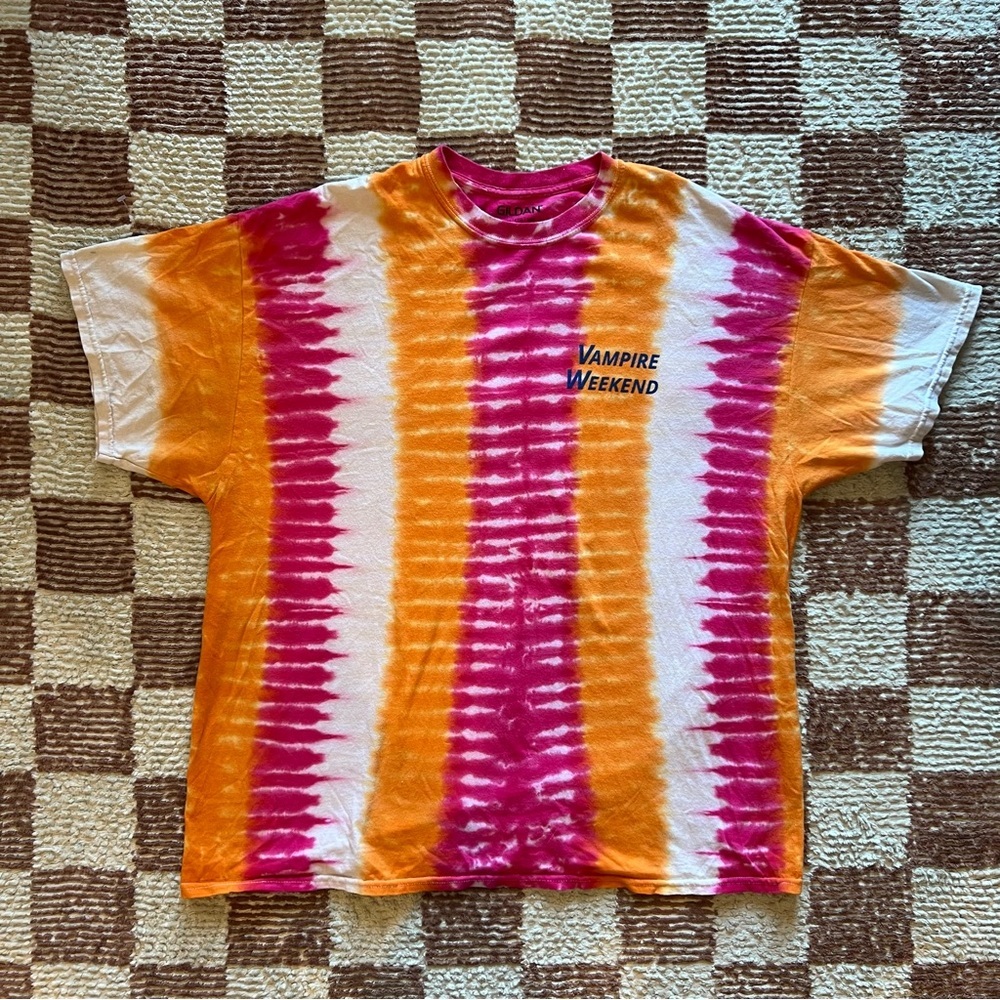 2019 Vampire Weekend Father of the Bride Sherbert Stripe Tie Dye Band T Shirt